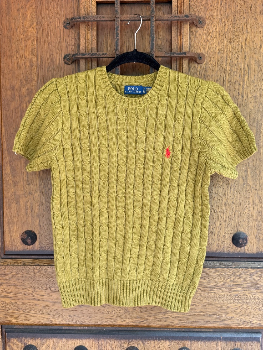 Ralph Lauren Green Cable-Knit Crewneck Sweater Size S